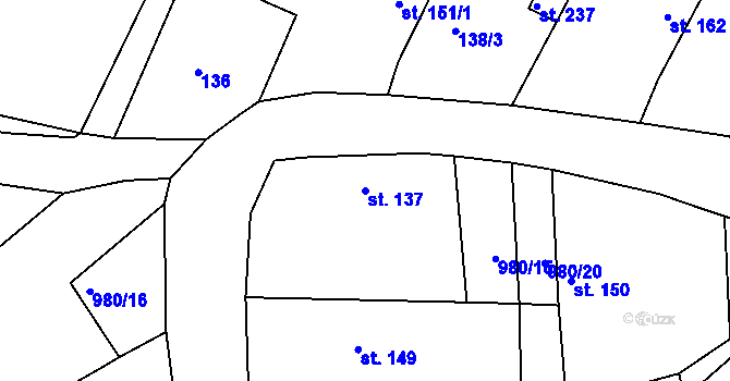 Parcela st. 137 v KÚ Lučice, Katastrální mapa