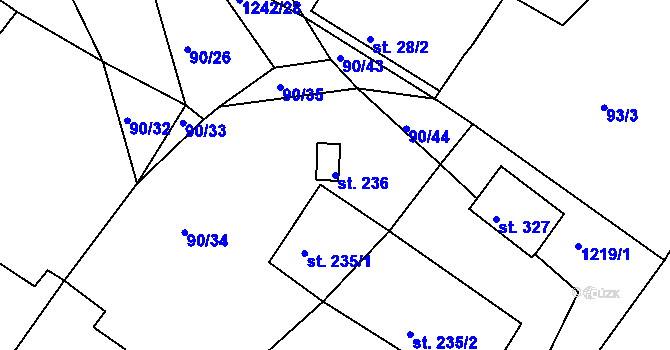 Parcela st. 236 v KÚ Lučice, Katastrální mapa