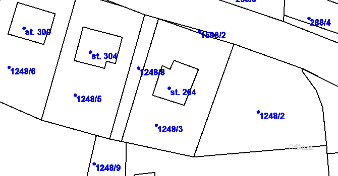 Parcela st. 264 v KÚ Lučice, Katastrální mapa
