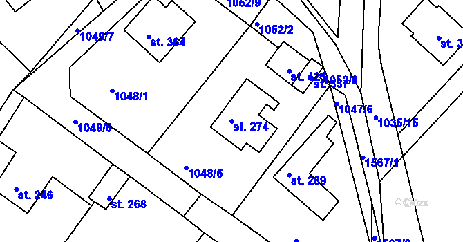 Parcela st. 274 v KÚ Lučice, Katastrální mapa