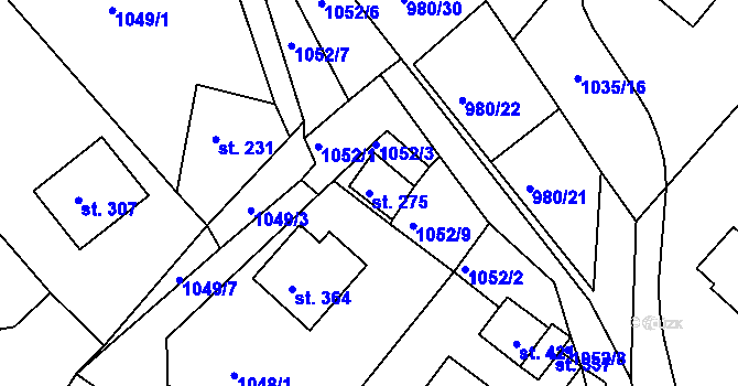 Parcela st. 275 v KÚ Lučice, Katastrální mapa