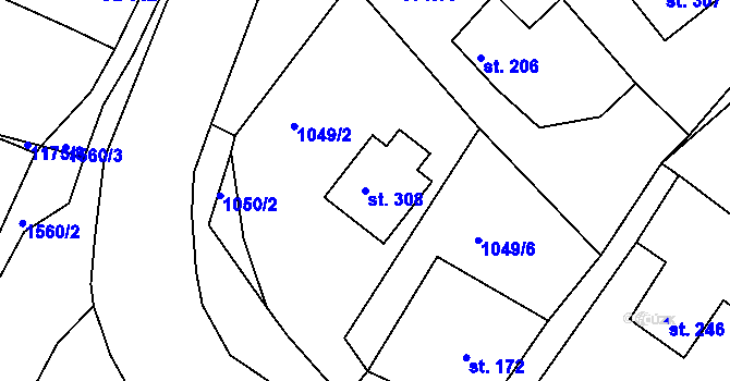 Parcela st. 308 v KÚ Lučice, Katastrální mapa