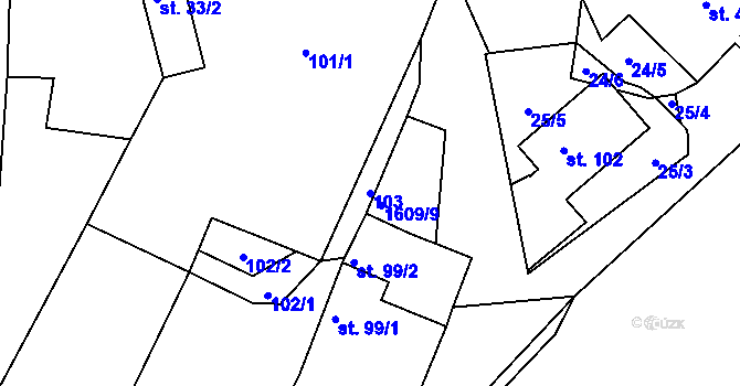 Parcela st. 103 v KÚ Lučice, Katastrální mapa