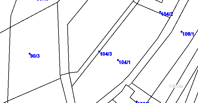 Parcela st. 104/3 v KÚ Lučice, Katastrální mapa
