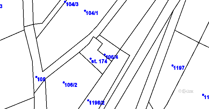 Parcela st. 106/4 v KÚ Lučice, Katastrální mapa