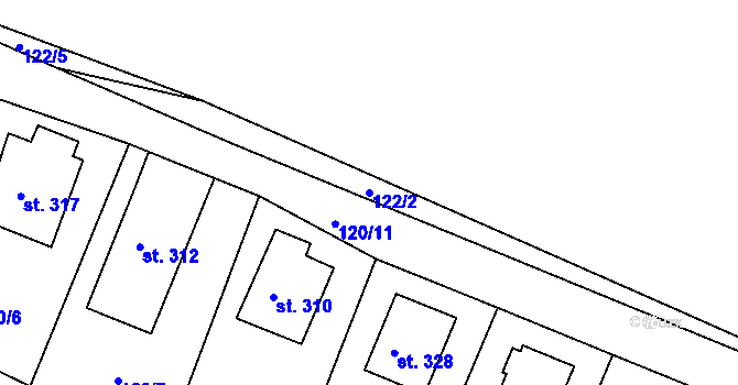 Parcela st. 122/2 v KÚ Lučice, Katastrální mapa