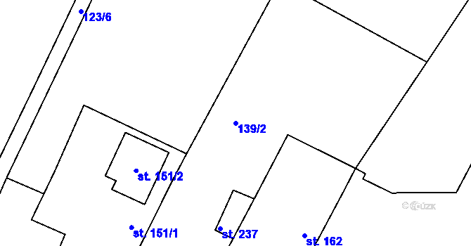 Parcela st. 139/2 v KÚ Lučice, Katastrální mapa