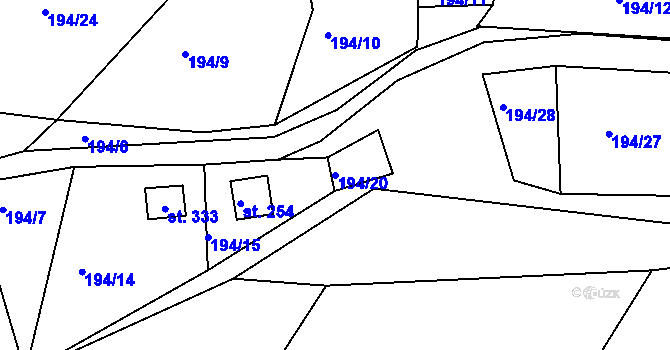 Parcela st. 194/20 v KÚ Lučice, Katastrální mapa