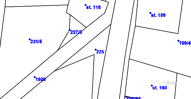 Parcela st. 225 v KÚ Lučice, Katastrální mapa