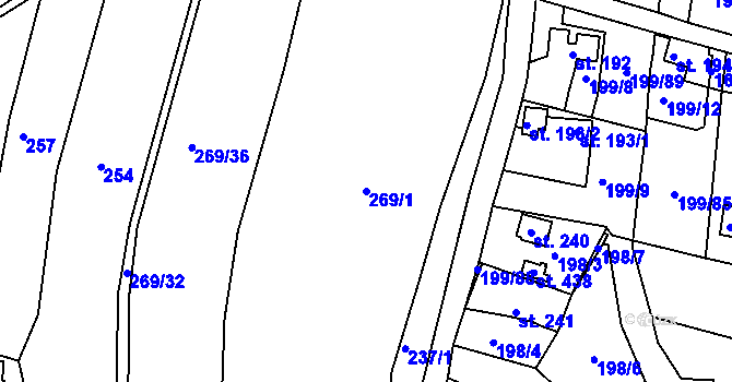 Parcela st. 269/1 v KÚ Lučice, Katastrální mapa