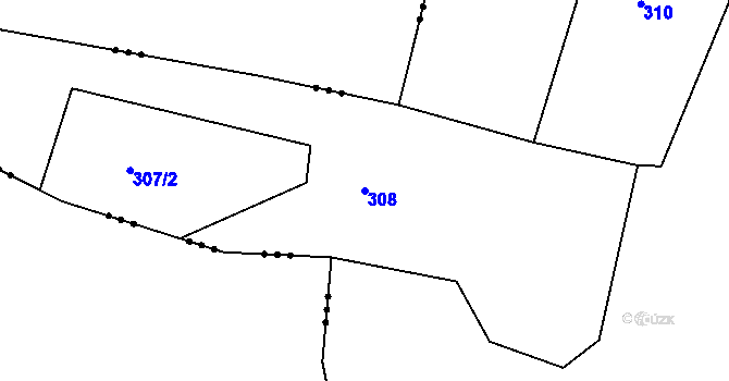 Parcela st. 308 v KÚ Lučice, Katastrální mapa