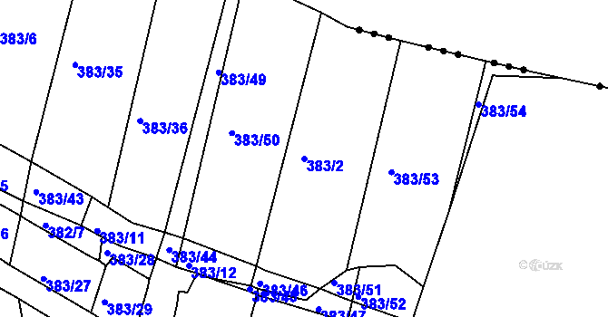 Parcela st. 383/2 v KÚ Lučice, Katastrální mapa