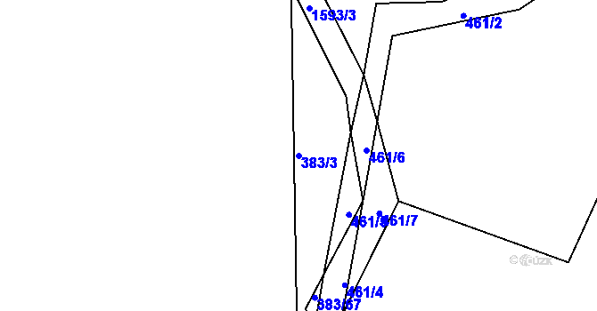 Parcela st. 383/3 v KÚ Lučice, Katastrální mapa
