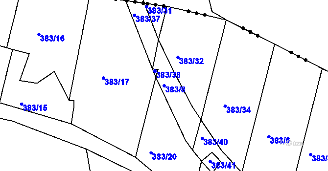 Parcela st. 383/8 v KÚ Lučice, Katastrální mapa