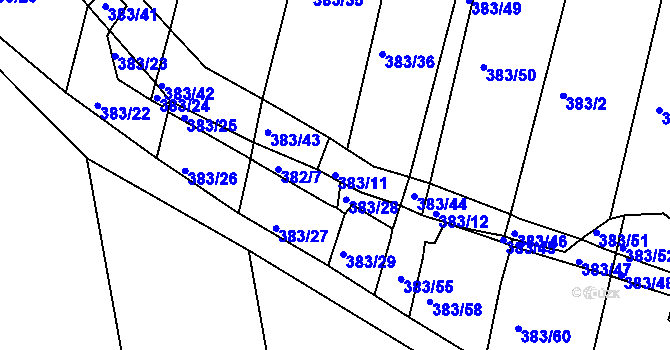 Parcela st. 383/11 v KÚ Lučice, Katastrální mapa