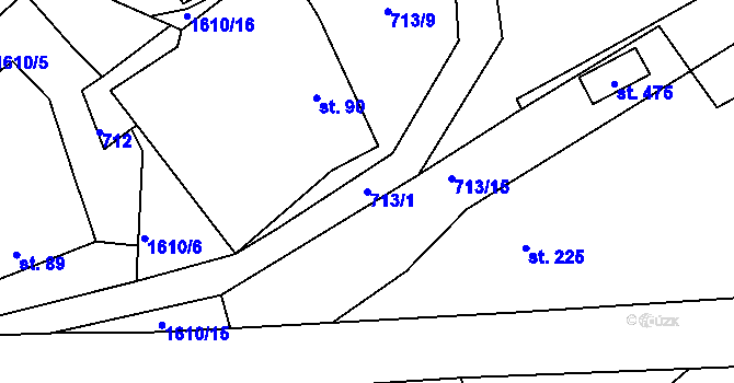 Parcela st. 713/1 v KÚ Lučice, Katastrální mapa