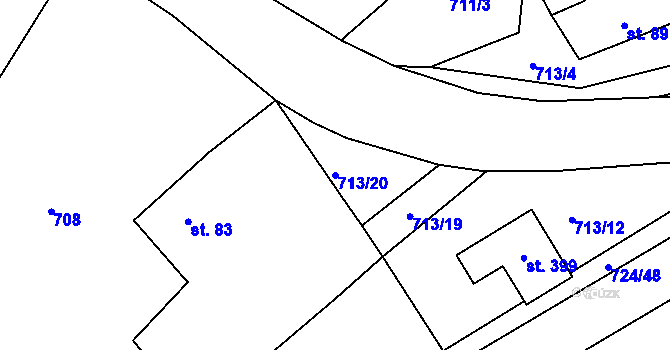 Parcela st. 713/20 v KÚ Lučice, Katastrální mapa
