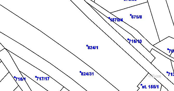 Parcela st. 824/1 v KÚ Lučice, Katastrální mapa