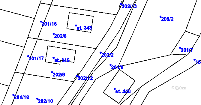 Parcela st. 202/2 v KÚ Lučice, Katastrální mapa
