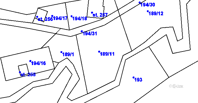 Parcela st. 189/11 v KÚ Lučice, Katastrální mapa