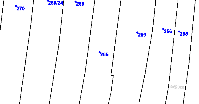 Parcela st. 265 v KÚ Lučice, Katastrální mapa