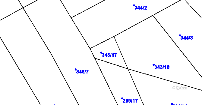 Parcela st. 343/17 v KÚ Lučice, Katastrální mapa