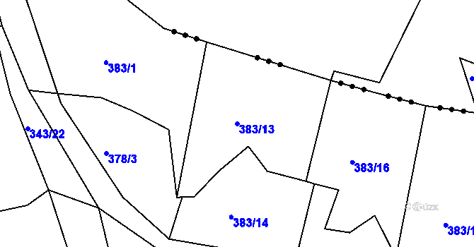Parcela st. 383/13 v KÚ Lučice, Katastrální mapa