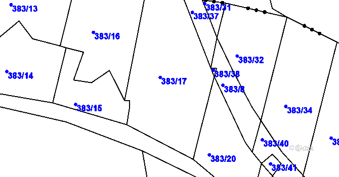Parcela st. 383/19 v KÚ Lučice, Katastrální mapa