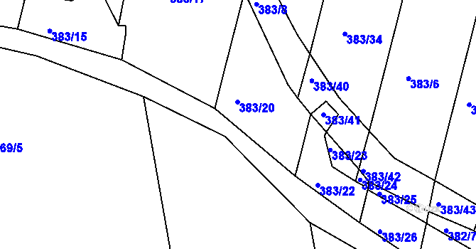 Parcela st. 383/21 v KÚ Lučice, Katastrální mapa