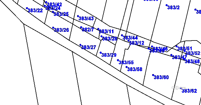 Parcela st. 383/29 v KÚ Lučice, Katastrální mapa