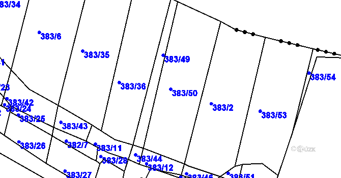 Parcela st. 383/50 v KÚ Lučice, Katastrální mapa