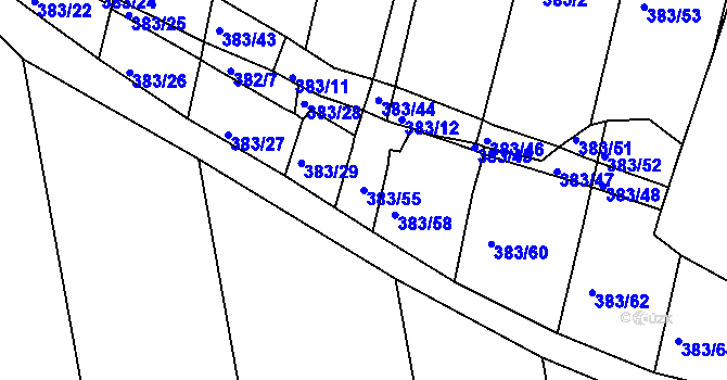 Parcela st. 383/55 v KÚ Lučice, Katastrální mapa