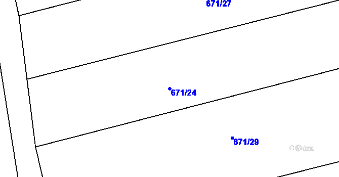 Parcela st. 671/24 v KÚ Lučice, Katastrální mapa
