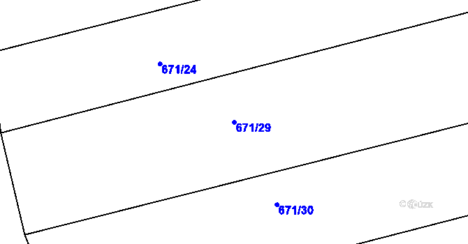 Parcela st. 671/29 v KÚ Lučice, Katastrální mapa
