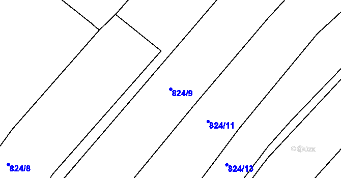 Parcela st. 824/9 v KÚ Lučice, Katastrální mapa