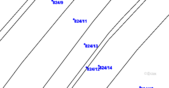 Parcela st. 824/13 v KÚ Lučice, Katastrální mapa