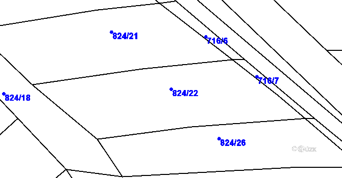 Parcela st. 824/22 v KÚ Lučice, Katastrální mapa