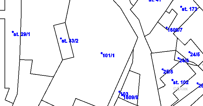 Parcela st. 101/1 v KÚ Lučice, Katastrální mapa
