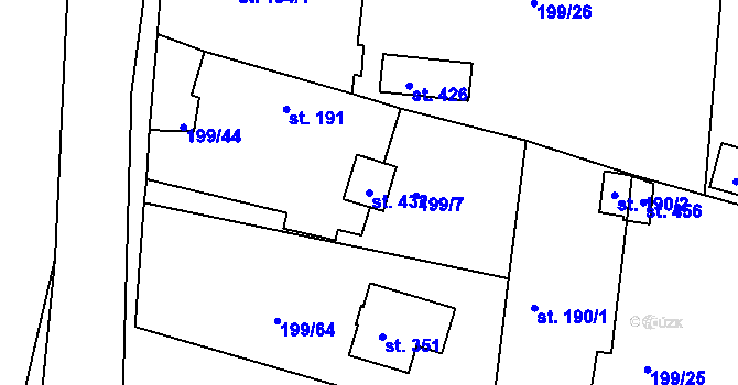 Parcela st. 432 v KÚ Lučice, Katastrální mapa