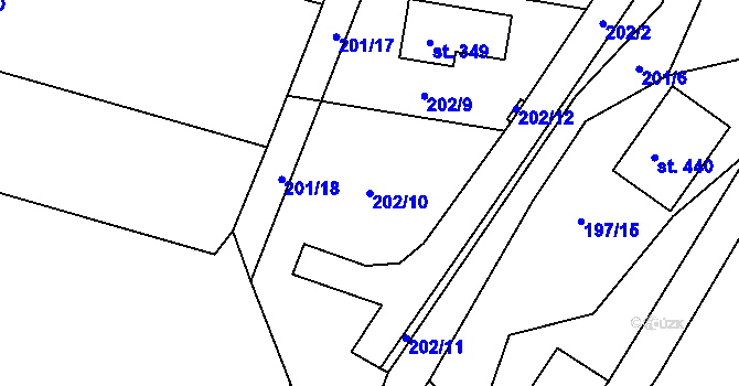 Parcela st. 202/10 v KÚ Lučice, Katastrální mapa
