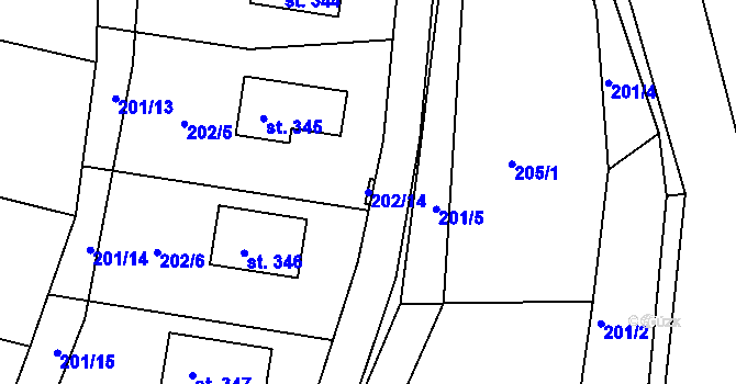 Parcela st. 202/14 v KÚ Lučice, Katastrální mapa