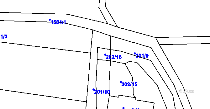 Parcela st. 202/16 v KÚ Lučice, Katastrální mapa