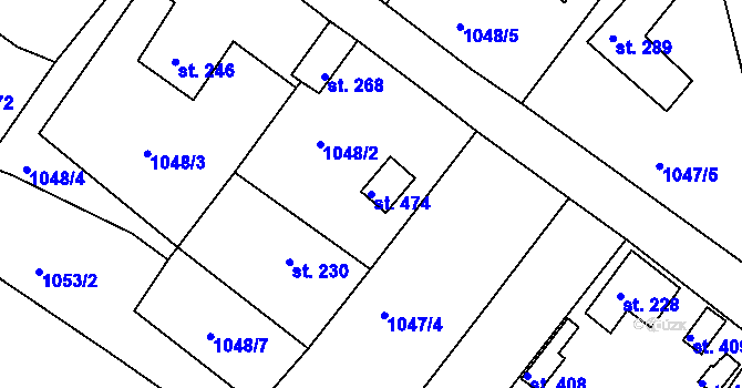 Parcela st. 474 v KÚ Lučice, Katastrální mapa