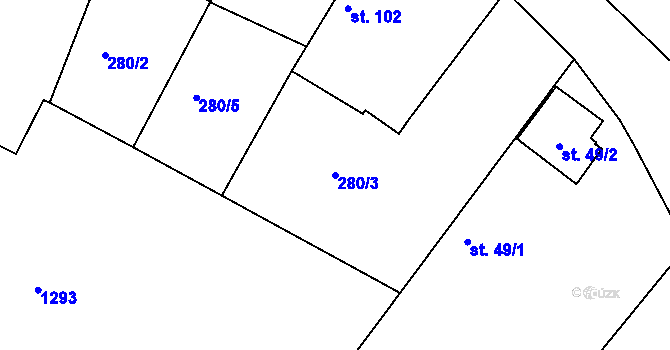 Parcela st. 280/3 v KÚ Lučice u Chlumce nad Cidlinou, Katastrální mapa
