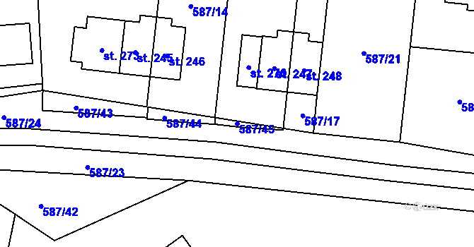 Parcela st. 587/45 v KÚ Milíře u Tachova, Katastrální mapa