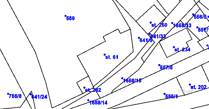 Parcela st. 61 v KÚ Milíře u Tachova, Katastrální mapa