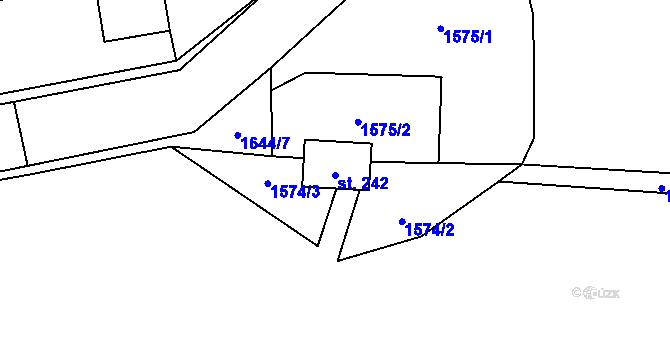 Parcela st. 242 v KÚ Milíře u Tachova, Katastrální mapa