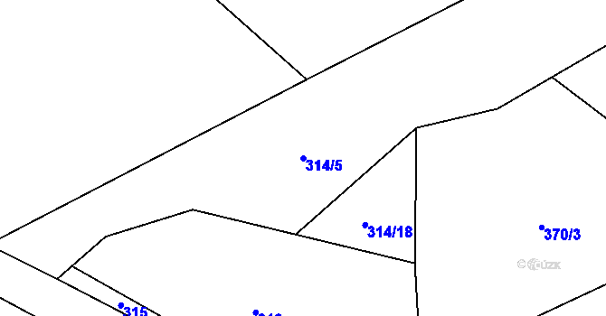 Parcela st. 314/5 v KÚ Milíře u Tachova, Katastrální mapa