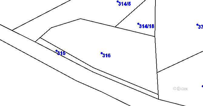 Parcela st. 316 v KÚ Milíře u Tachova, Katastrální mapa