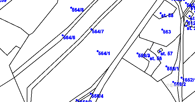 Parcela st. 564/1 v KÚ Milíře u Tachova, Katastrální mapa